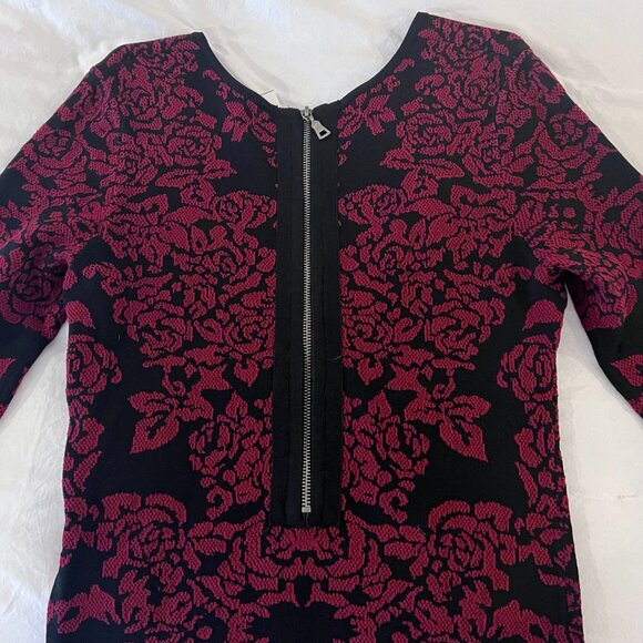 Felicity and Coco Red/Black Floral Print Bodycon Dress, Size Large, NWT - Picture 3 of 5